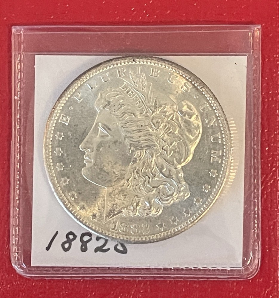 1882 S Morgan Silver Dollar, Gem Uncirculated.