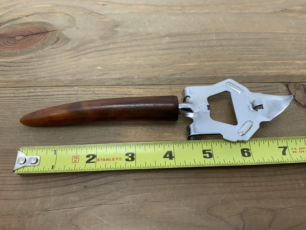 Vintage Can Bottle Opener Bakelite Handle Multi Purpose Gadget