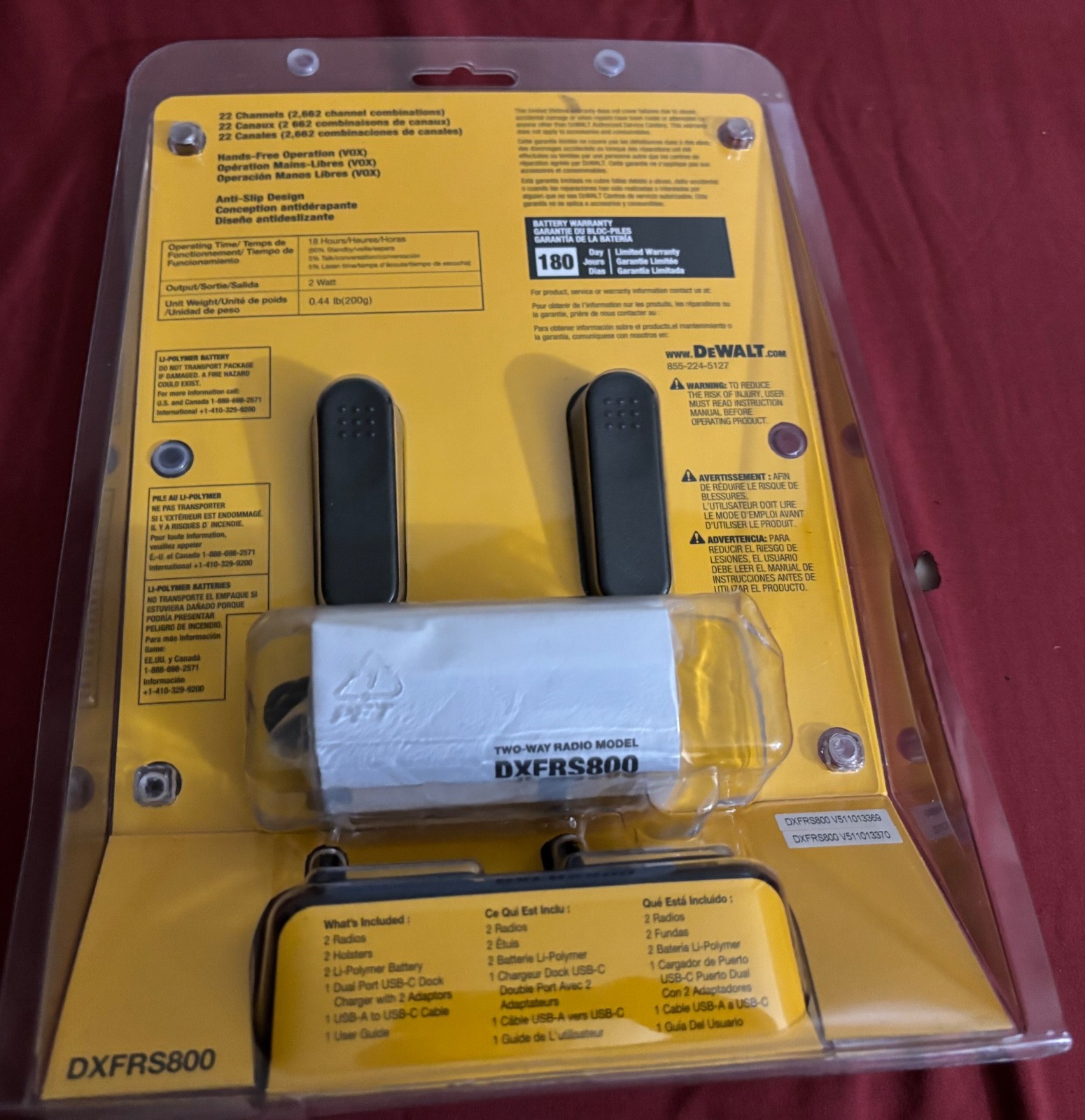 NEW SEALED DEWALT DXFRS800 22-Channel Two Way Radio Walkie Talkies A3