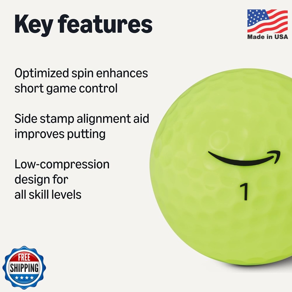 Amazon Basics Core Soft Golf Balls Yellow 24-Pack Low Compression