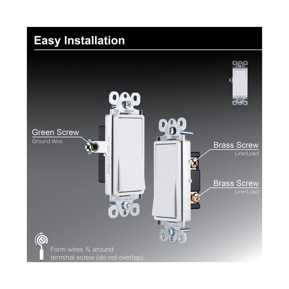 GE Paddle Rocker Switch - Single Pole Switch, On/Off, Replacement for Light S...
