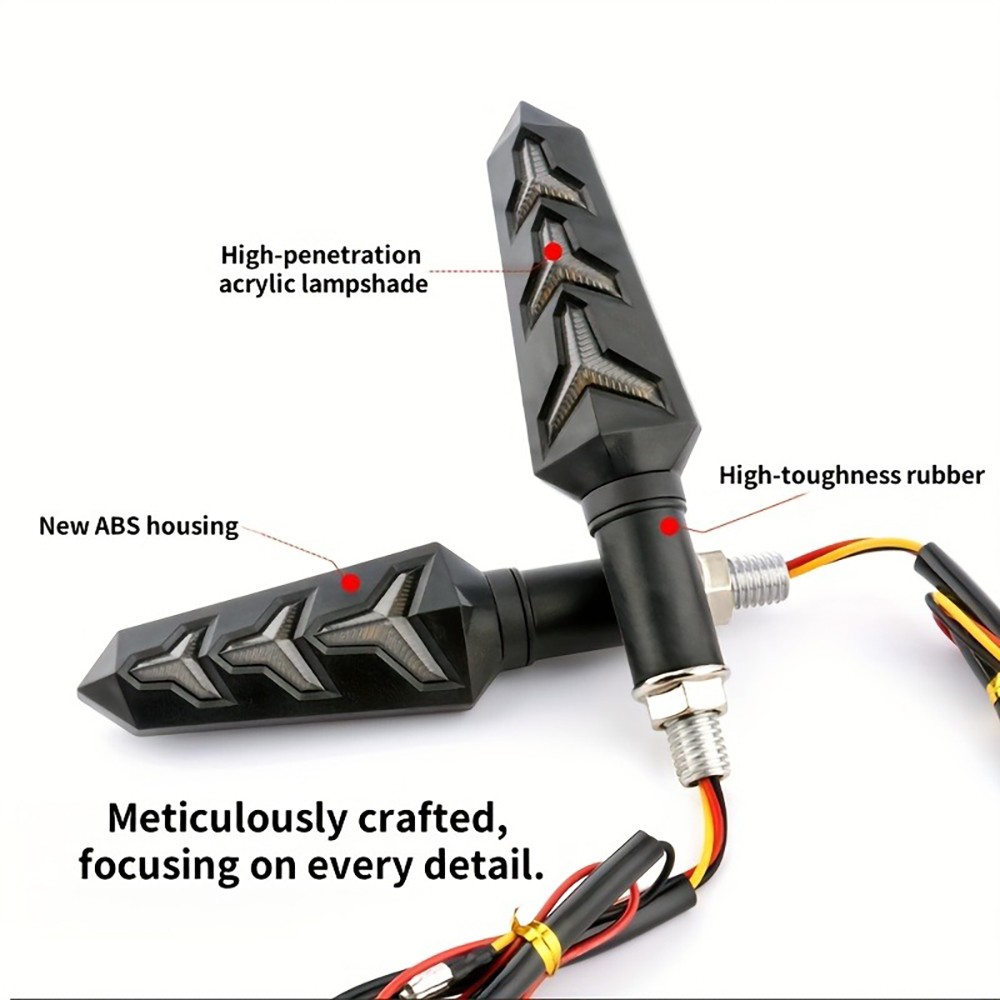 Robust 2-Pack LED Turn Signals with Gradient Lights Compatible with Motorcycle
