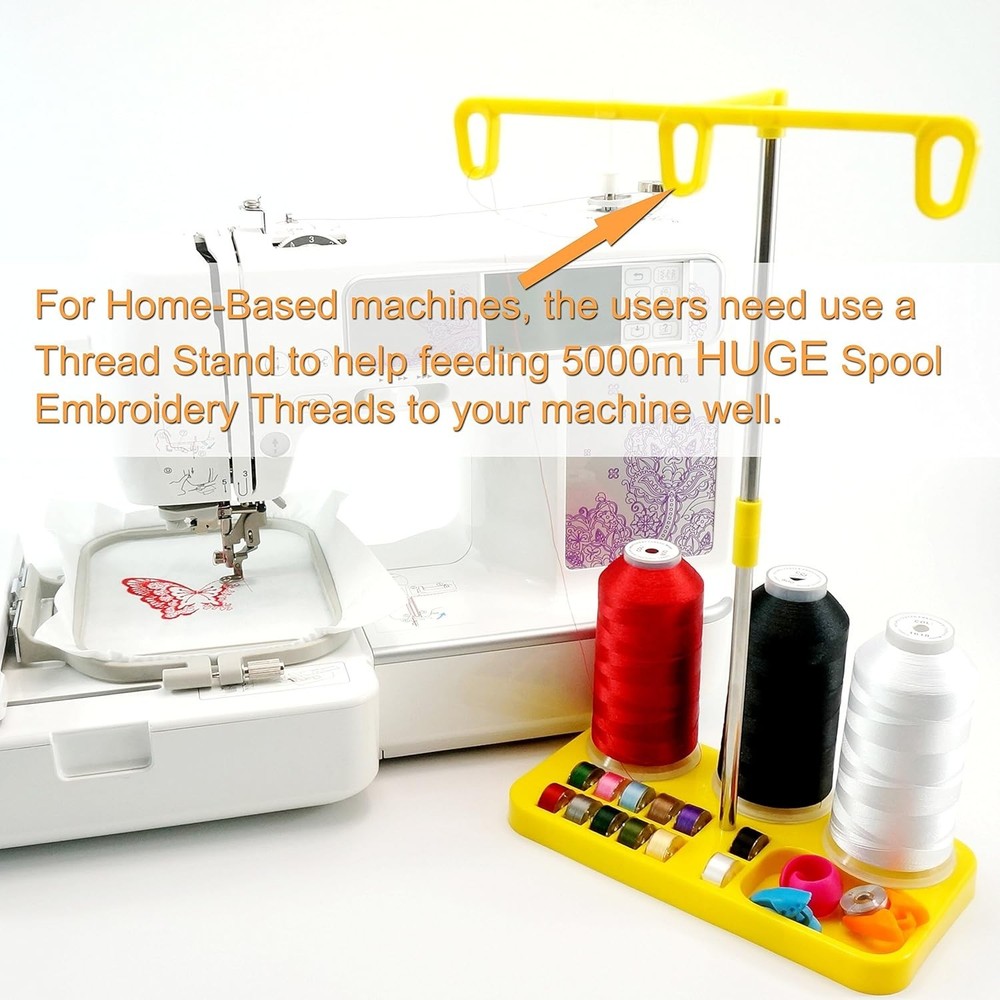 Professional Quality 5000M Polyester Thread - 6 Assorted Spools for Embroidery