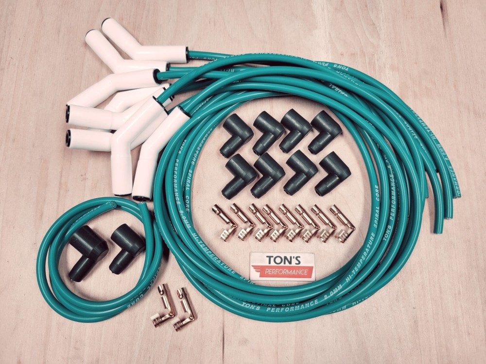 Teal 45 135* Ceramic 8mm Spark Plug Wire Kit High Temperature Silicone v8 Points