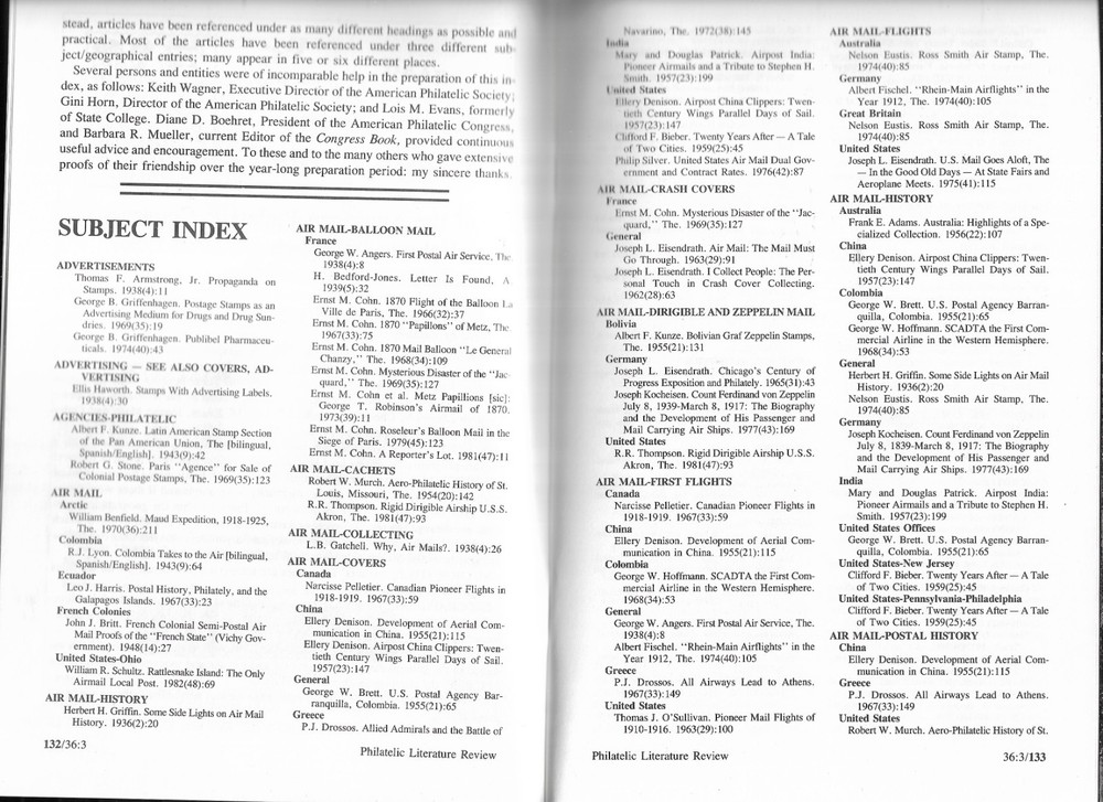 Congress Book Index, Philatelic Literature Review; APRL (Sept. 1987, 228 pages)