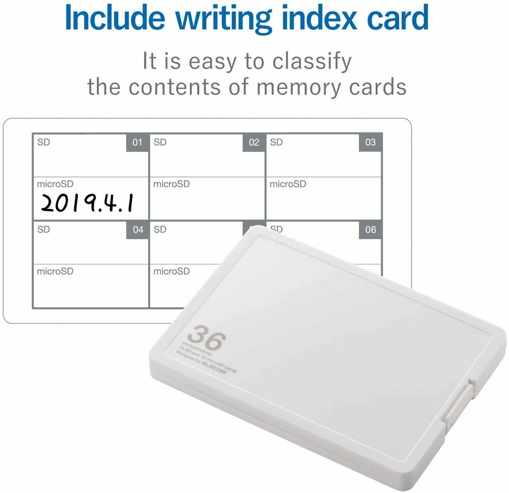 ELECOM Memory Case for 18 SD Cards and 18 microSD Cards Shock