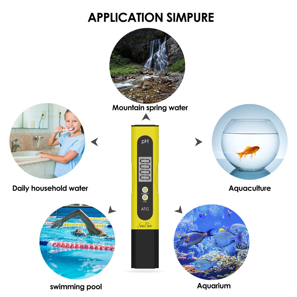 2-Pack PH Meter PH Level Test Pen Electrode Sensor Reader for Pond, Tape Water