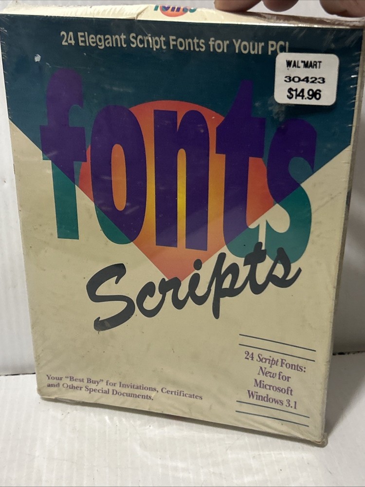 Fonts Scripts For Microsoft Windows 3.1 Vtg PC Software High Density 3.5” /170j