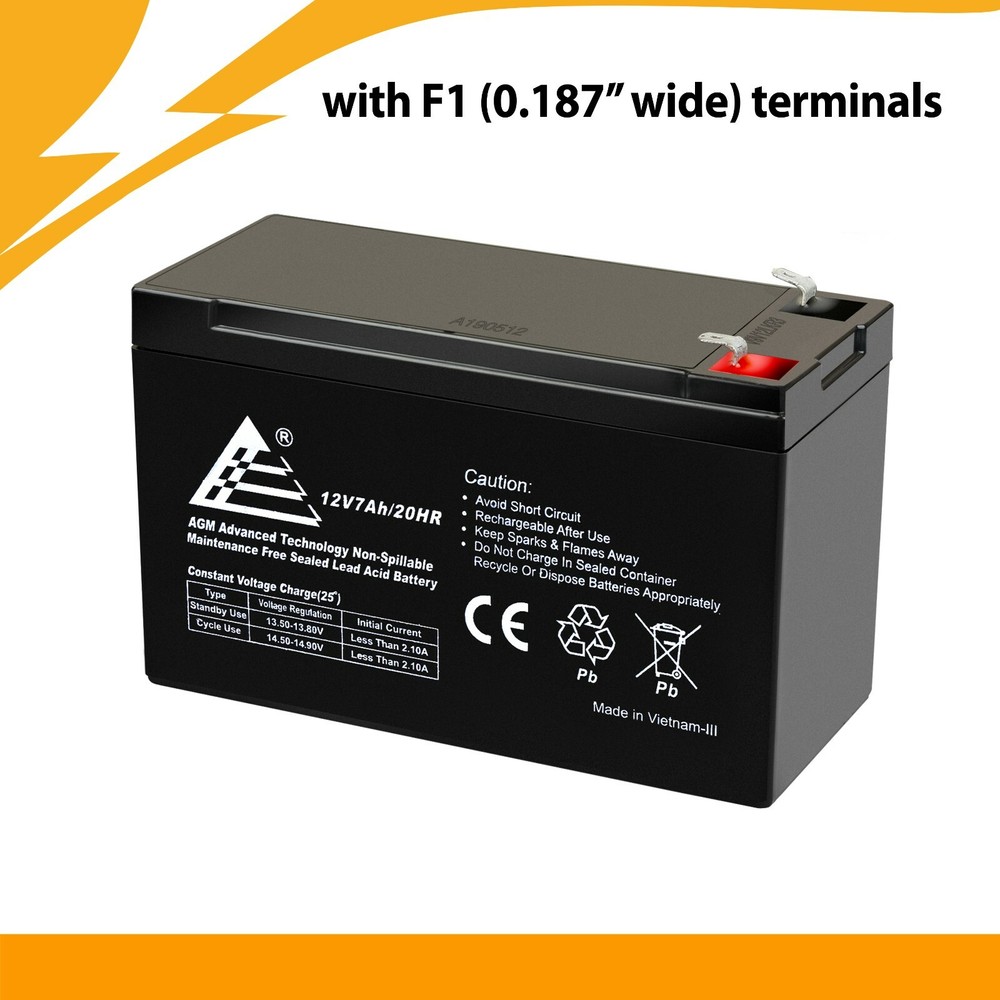 2 Pack: 12V 7Ah Compatible Replacement Battery for RBC2 APC