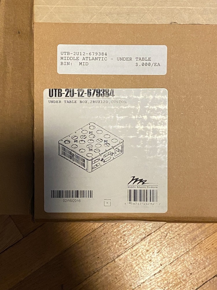 Middle Atlantic UTB-2U-12 Under-Table Mounting Box 2RUX12D Locking NEW in Box