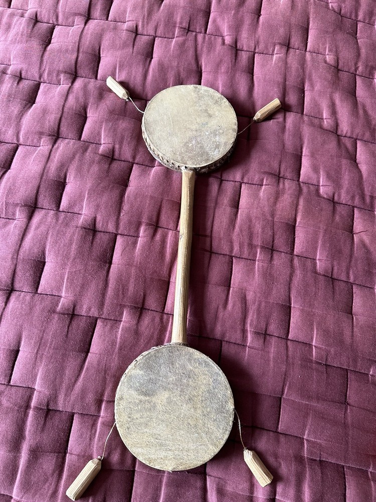 Vintage Monkey Swing Drum Double Sided Hand Drum Native. DAMAGED.