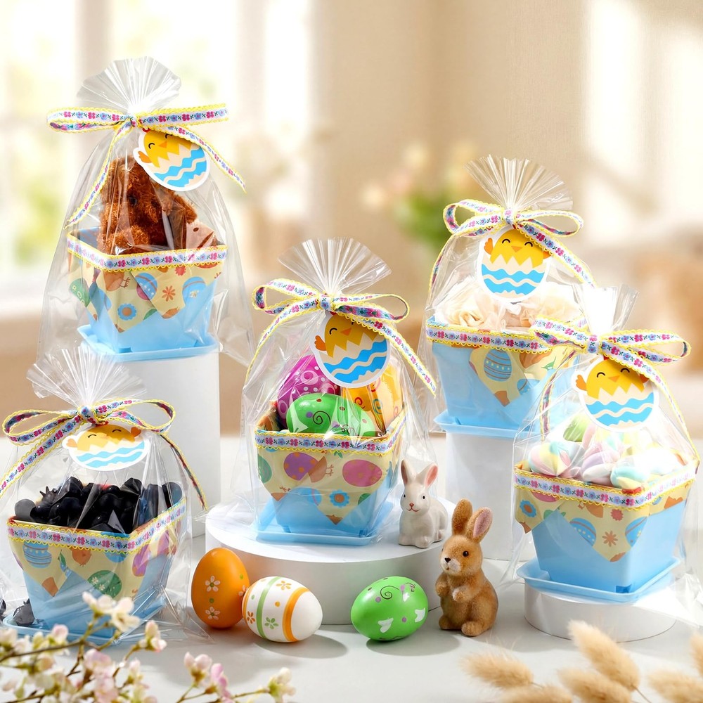 36 Set Plastic Easter Gift Baskets Empty Small Party Favor Boxes with Trays, ...