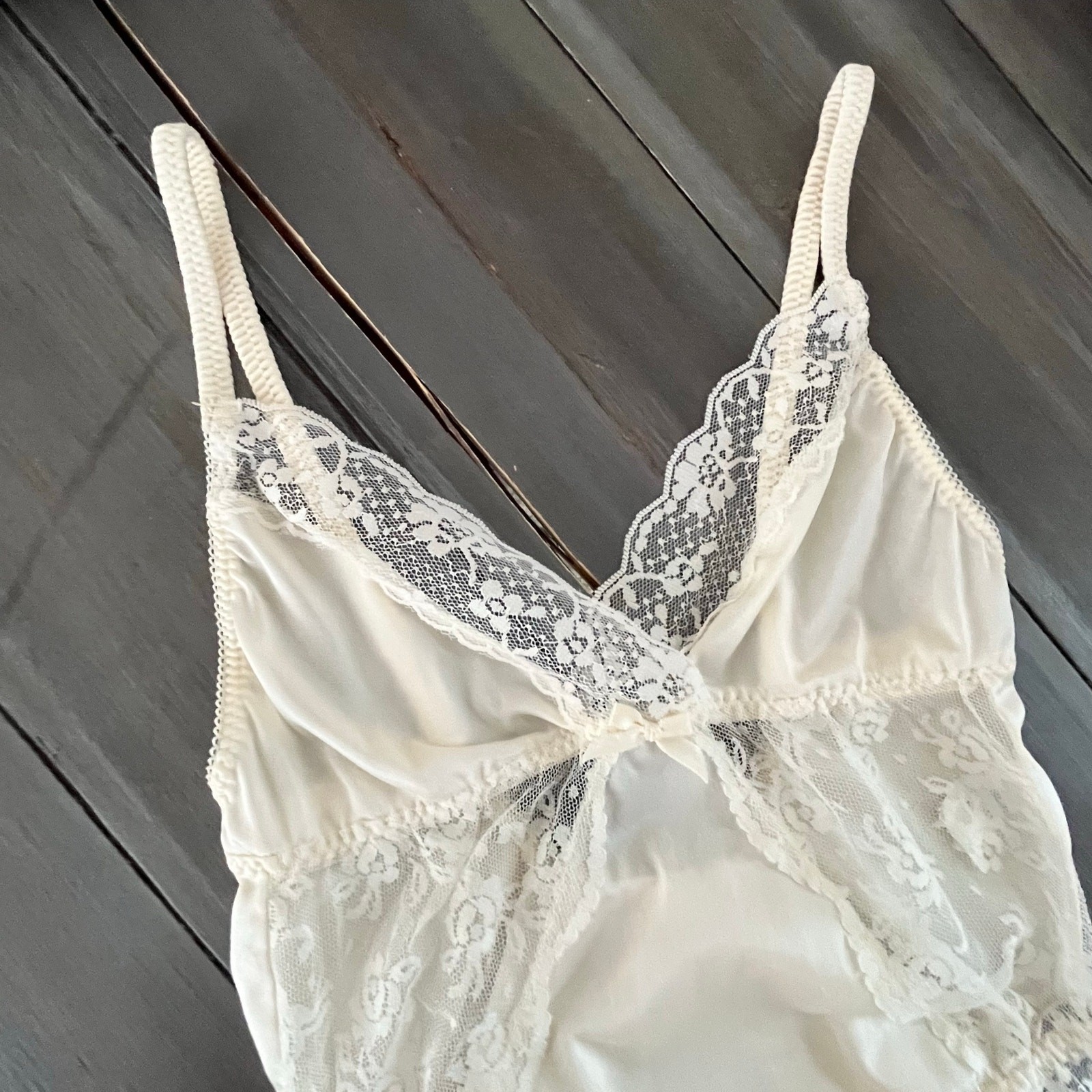 Vintage Lace Badysuit Womens Small Ivory Lingerie Bridal