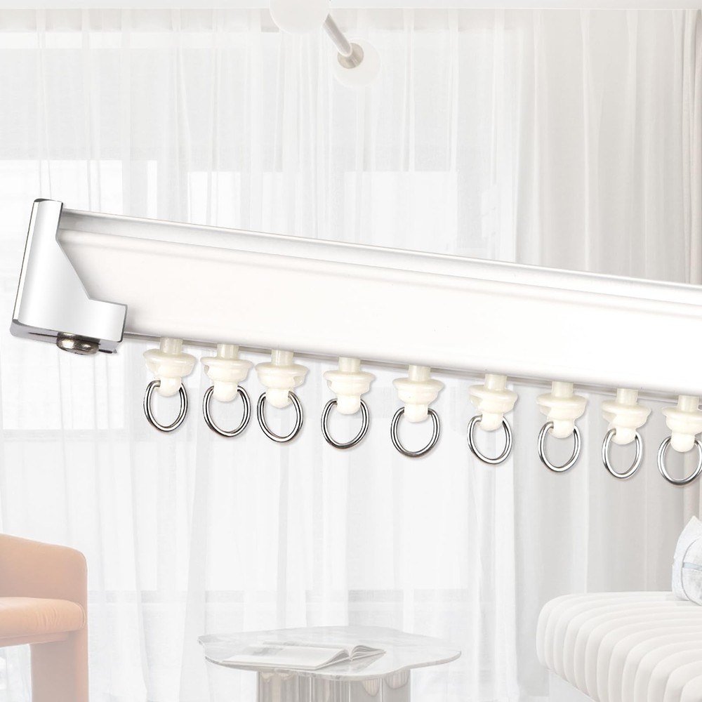 100 PCS White Plastic Curtain Track Hooks Ceiling Mount Smooth Roller RV