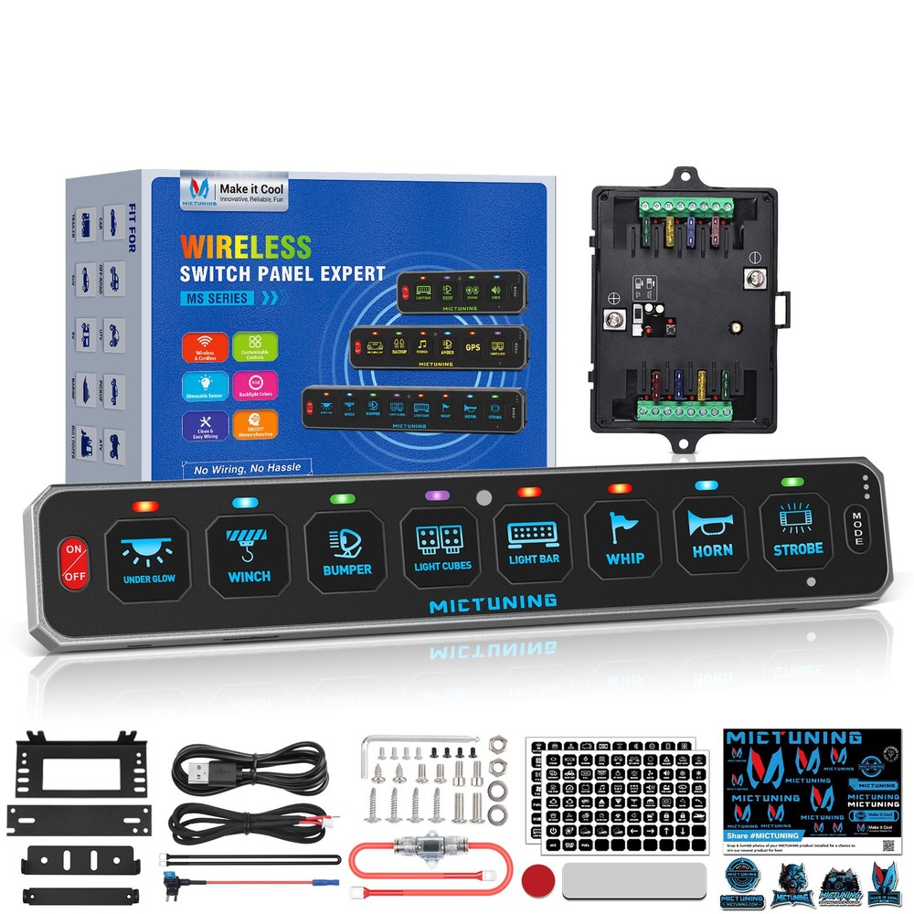 8 Gang Wireless LED Switch Panel Toggle Flash Remote Control for Boat & Vehicles