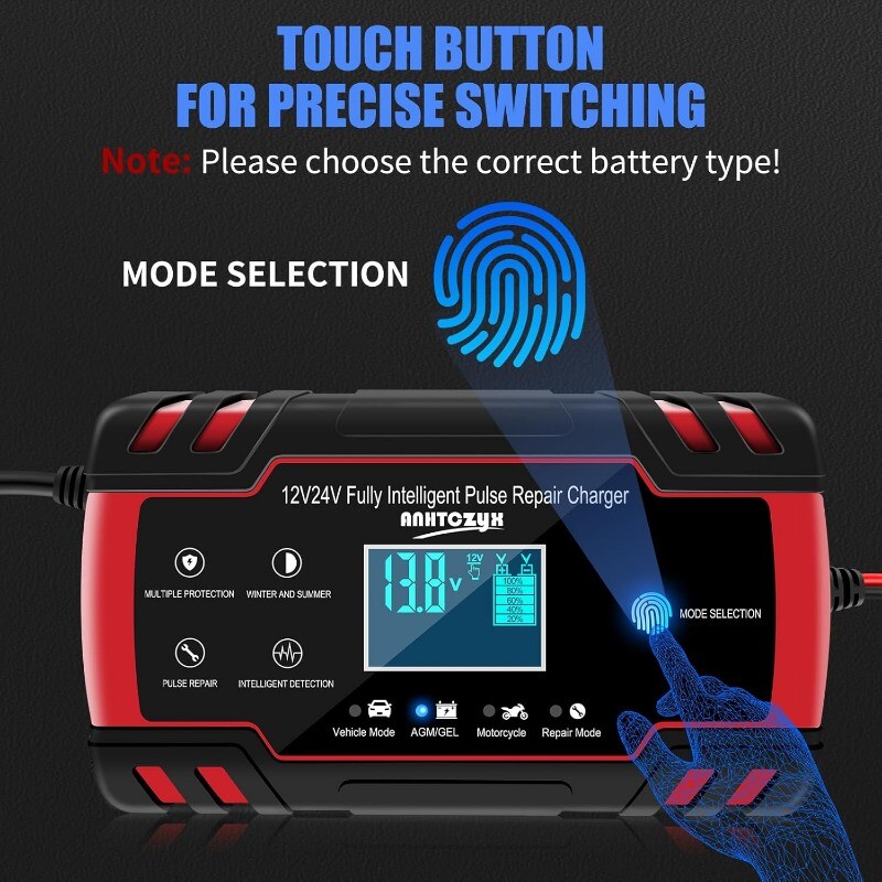 Smart 12V/8A 24V/4A Automatic Battery Charger With Temperature Compensation