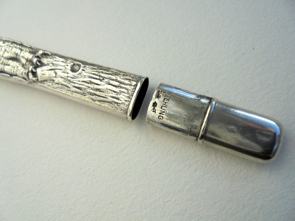 Sterling Silver Owl Pencil Holder / Needle Case