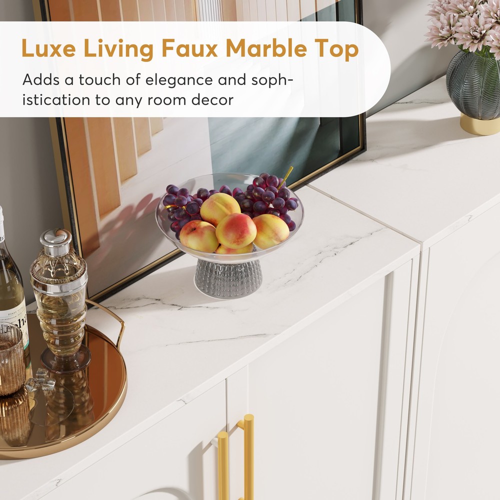 Sideboard Buffet Cabinet with Storage, Modern 4 Doors Buffets Sideboard Kitchen