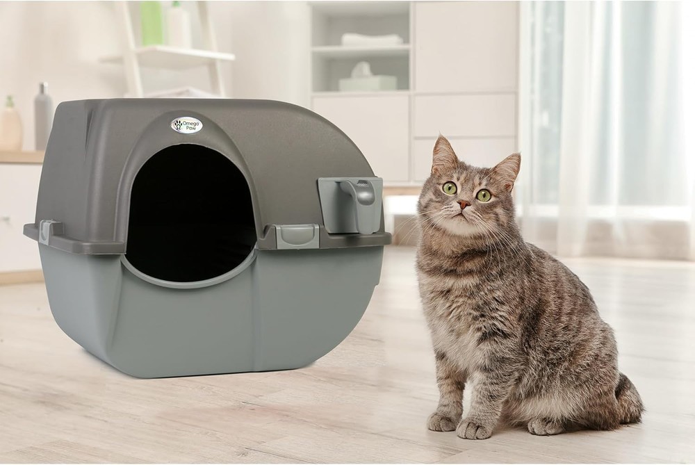 Self-Cleaning Litter Box Regular Grey - Patented Roll & Sift, No Scooping, Ea...