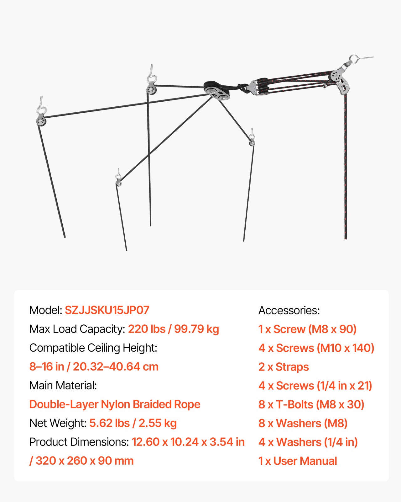 VEVOR Hard Top Remover Lift Hardtop Removal Roof Hoist Anti-Drop System for Jeep