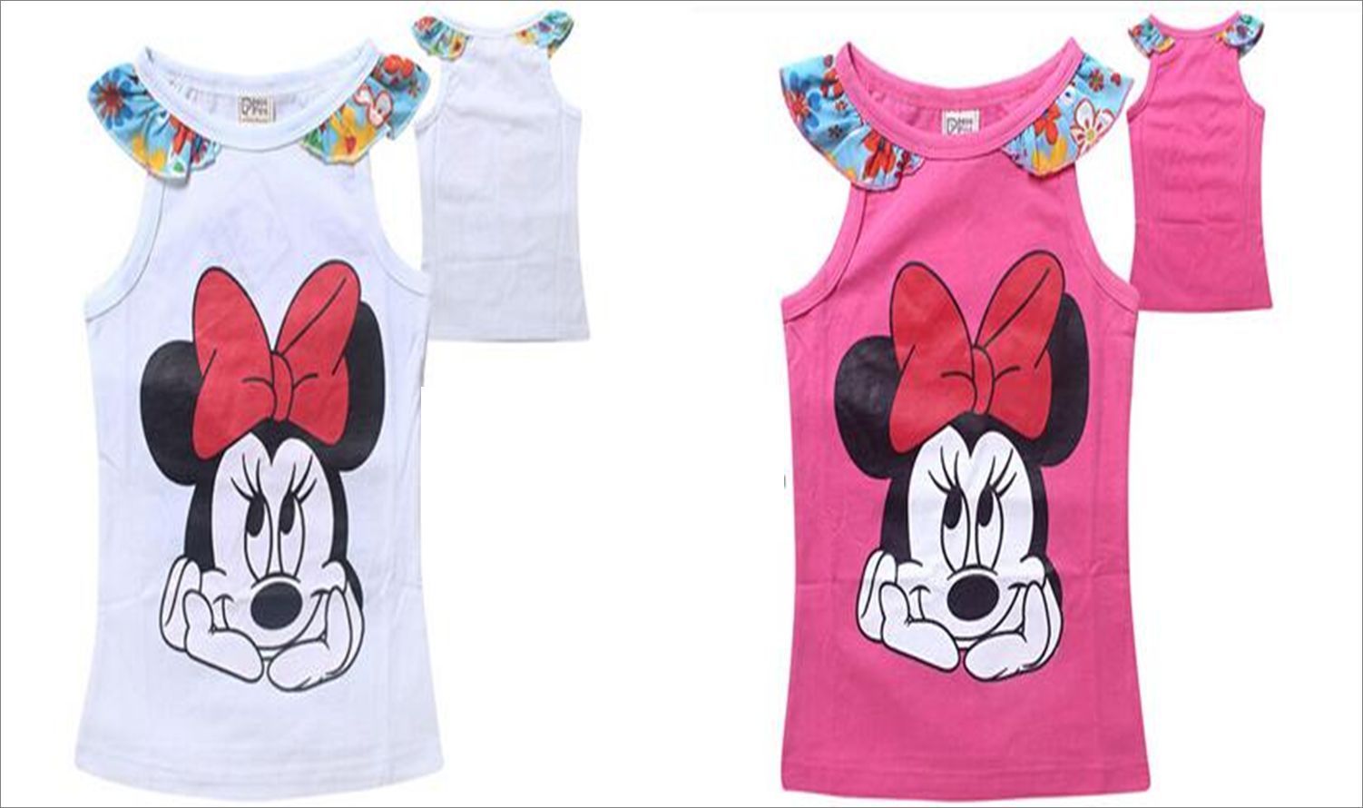 Girl's Disney's Minnie Mouse  PINK or WHITE Floral Tank Top  Shirt NEW FREE SHIP