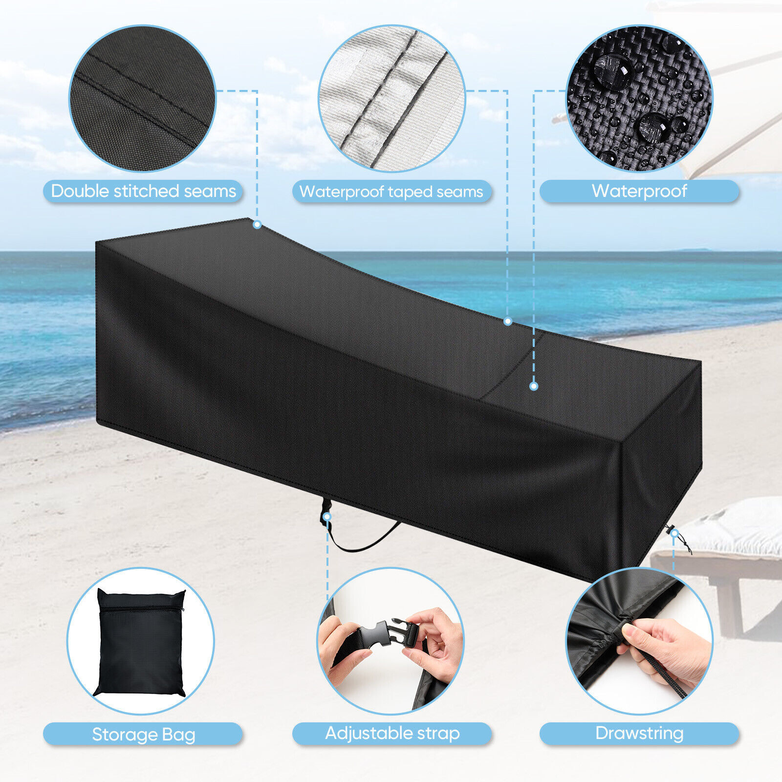 Patio Chaise Lounge Cover Waterproof Heavy Duty Outdoor Furniture Chair Cover US