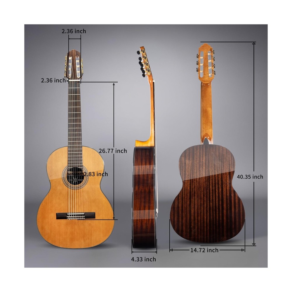 WishMade 7 String Classical Guitar Full Size Nylon String Guitars for Adults ...