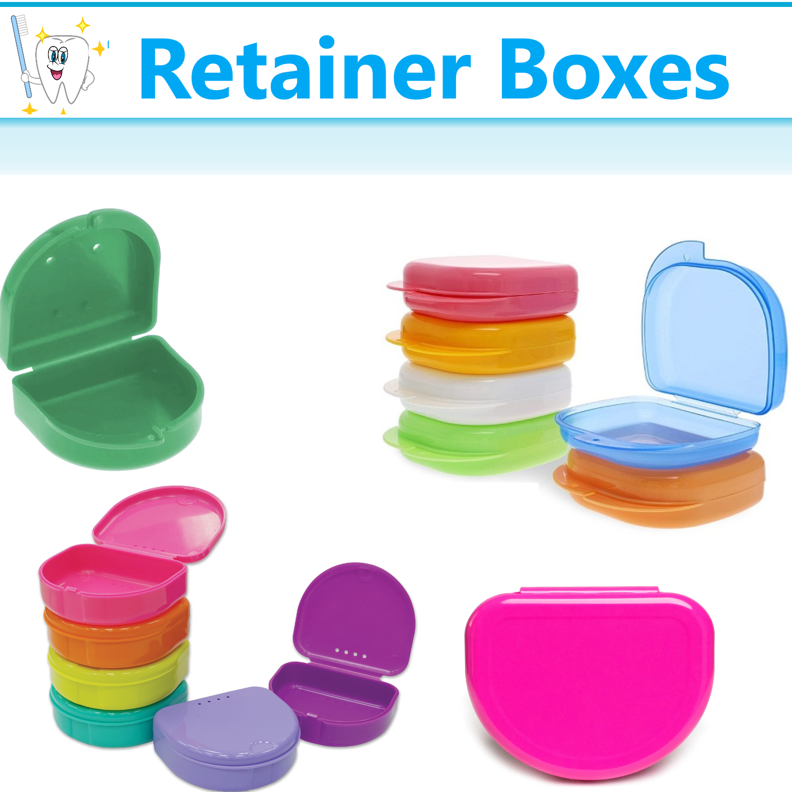 Dental Denture Box Retainer Box Carrier 4W x 2in x 2in Upto 200 Retainers/Case