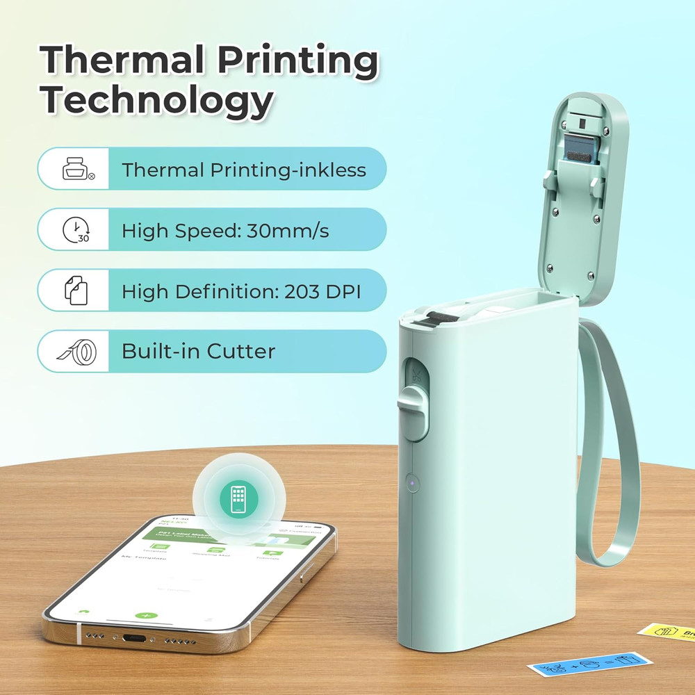 Label Maker Machine with Tape, P21 Bluetooth Label Printer, Wireless Mini Label