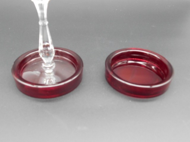 2 Vintage Ruby Red Glass Coasters