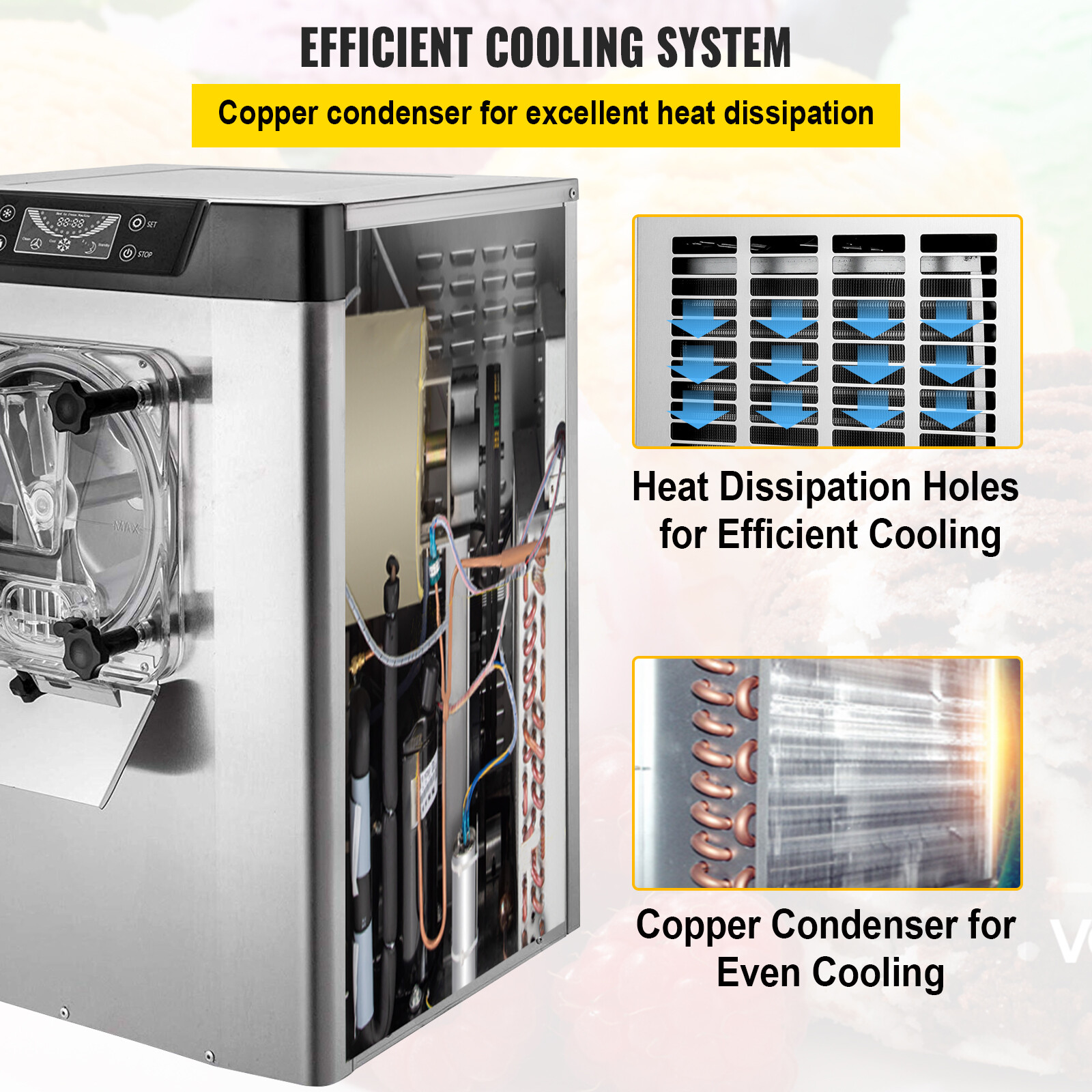 VEVOR Commercial Frozen Hard Ice Cream Machine 20L/H Yogurt Ice Cream Maker 110V