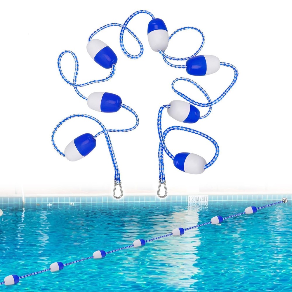 16ft -20ft Adjustable Pool Safety Rope with Floats, Floating Pool Divider- St...