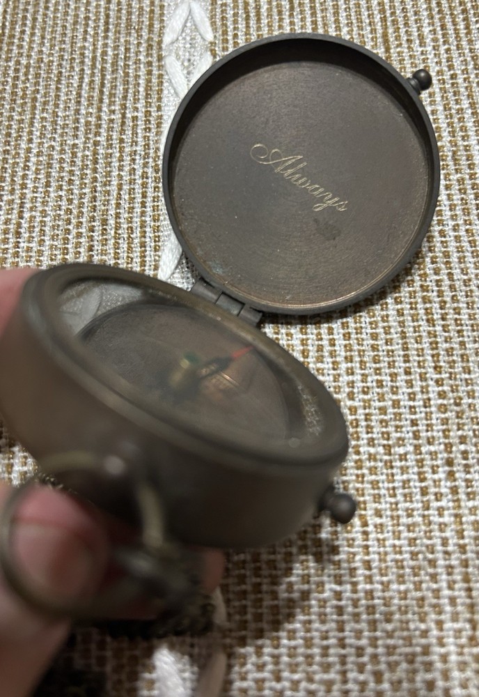 Antique Finish Solid Brass Pocket Compass With Engraving Navigational