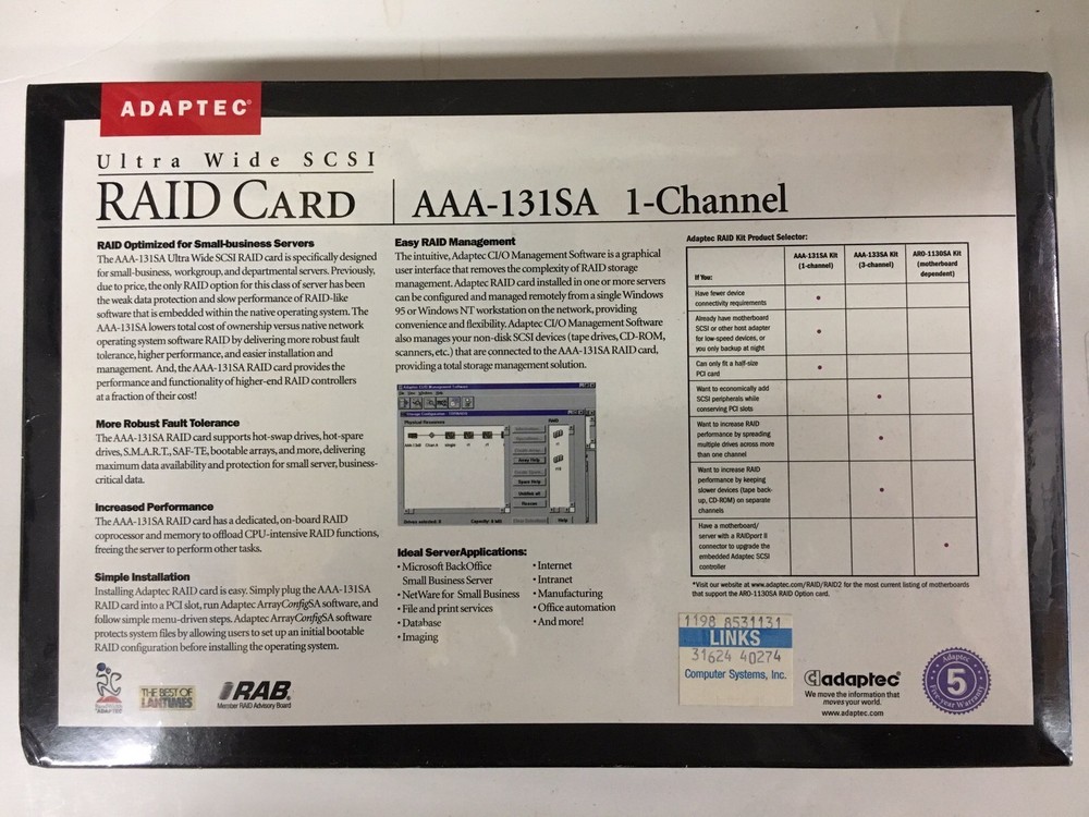 Adaptec 1735900 RAID Card AAA 131SA Kit