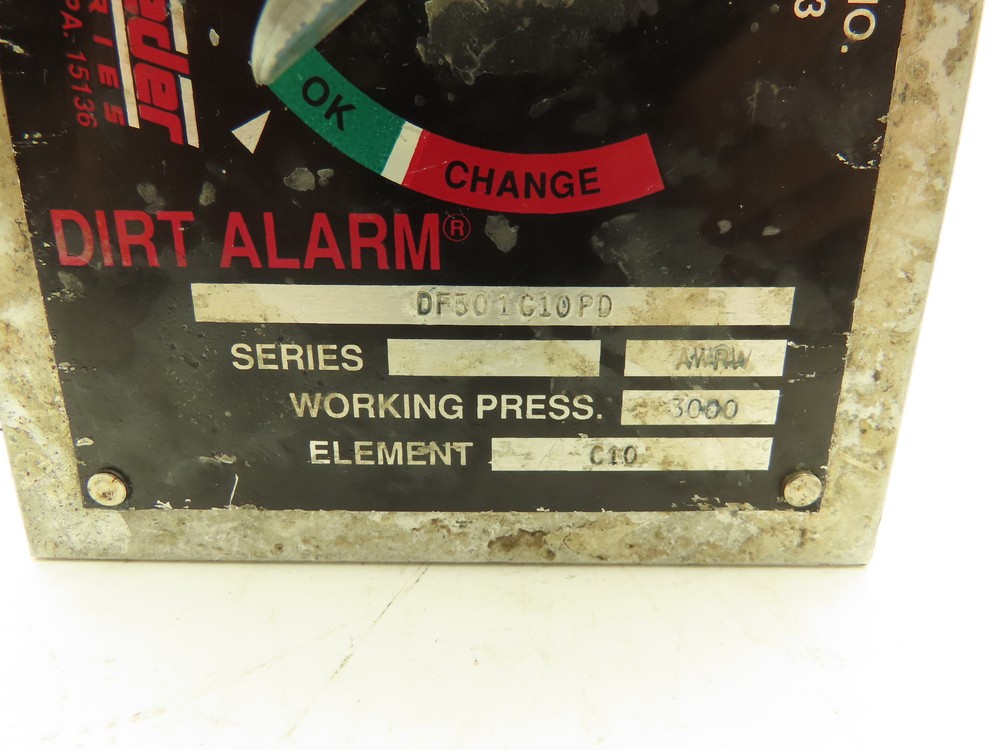 Schroeder DF301C10PD Hydraulic Filter Dirt Alarm Inline Indicator