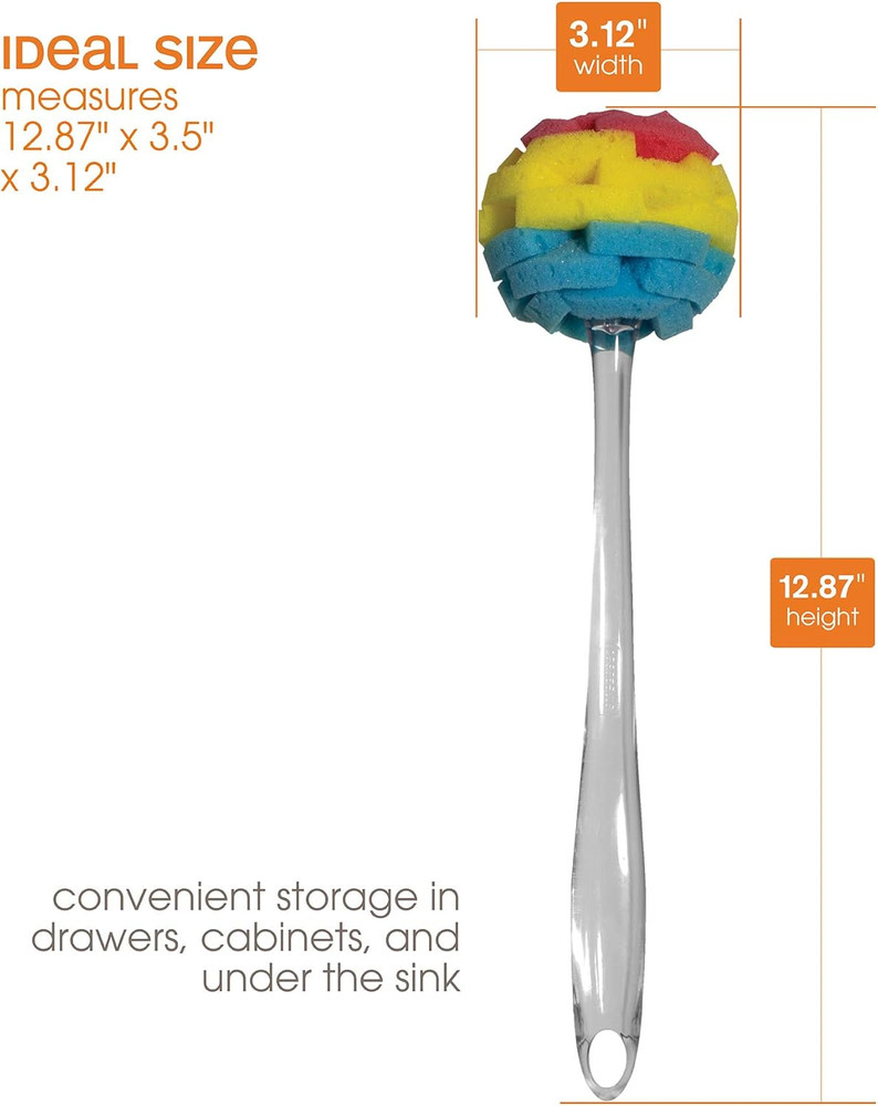 , Plum/Lime/Orange Multicolor Clear Sponge Brush, 1 EA