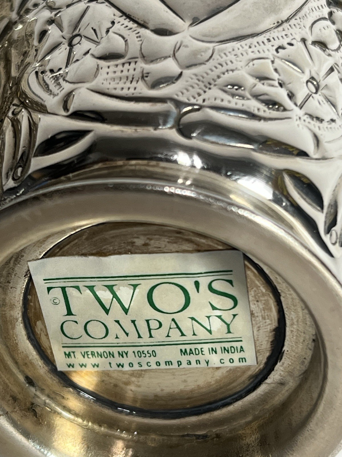 Vintage Silverplate Embossed Goblet Tumblers Vases - TWO’S COMPANY - 4” Tall