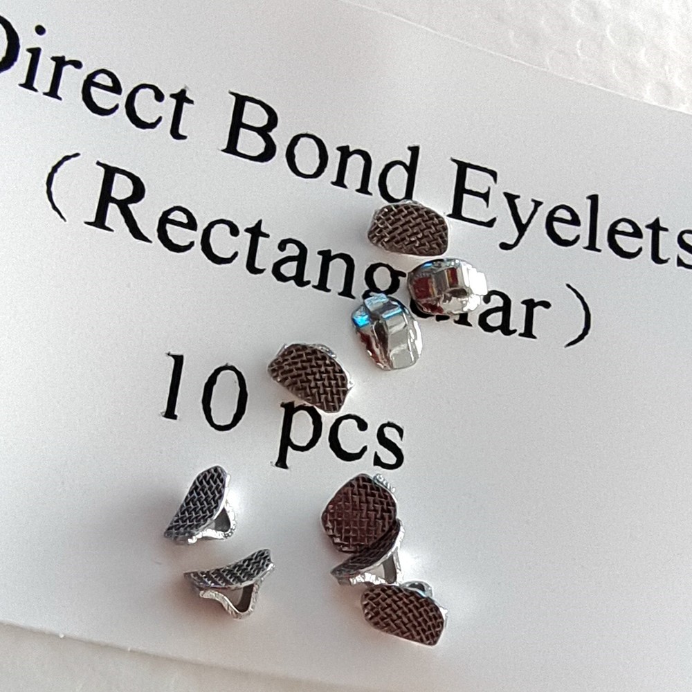 10Pks Dental Orthodontic Direct Bond Eyelet Rectangular Mesh Base Lingual Button