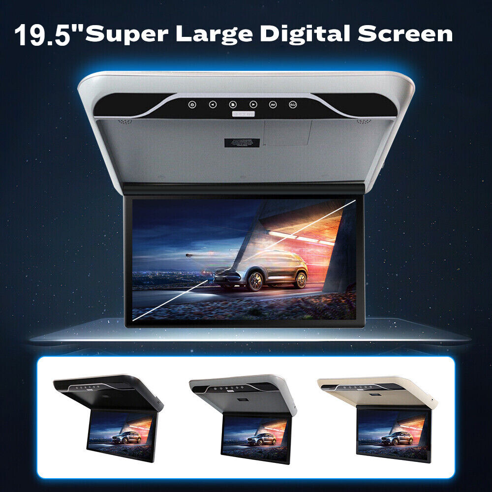 19.5"Car Roof Monitor Overhead Mounted Flip Down 1080P HDMI/USB Speaker US Stock
