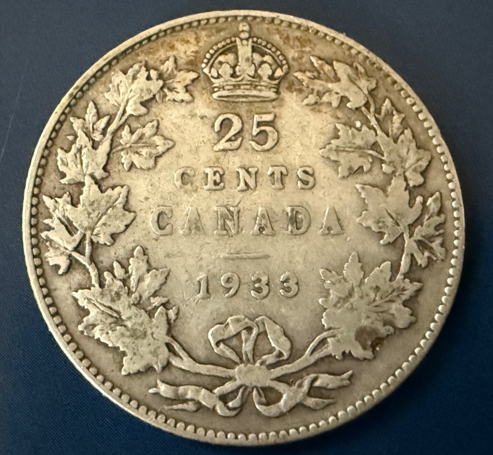 1933 Canada 25 cents as pictured