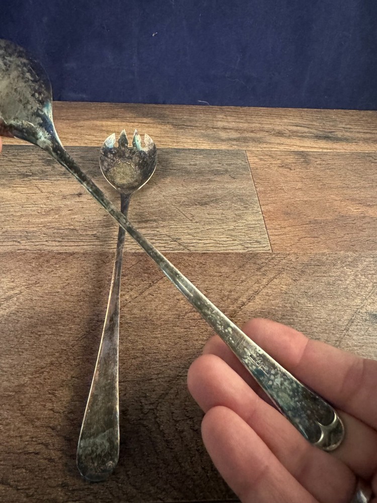 EPNS Silverplated Salad Server Set Plain Pattern Modern Design