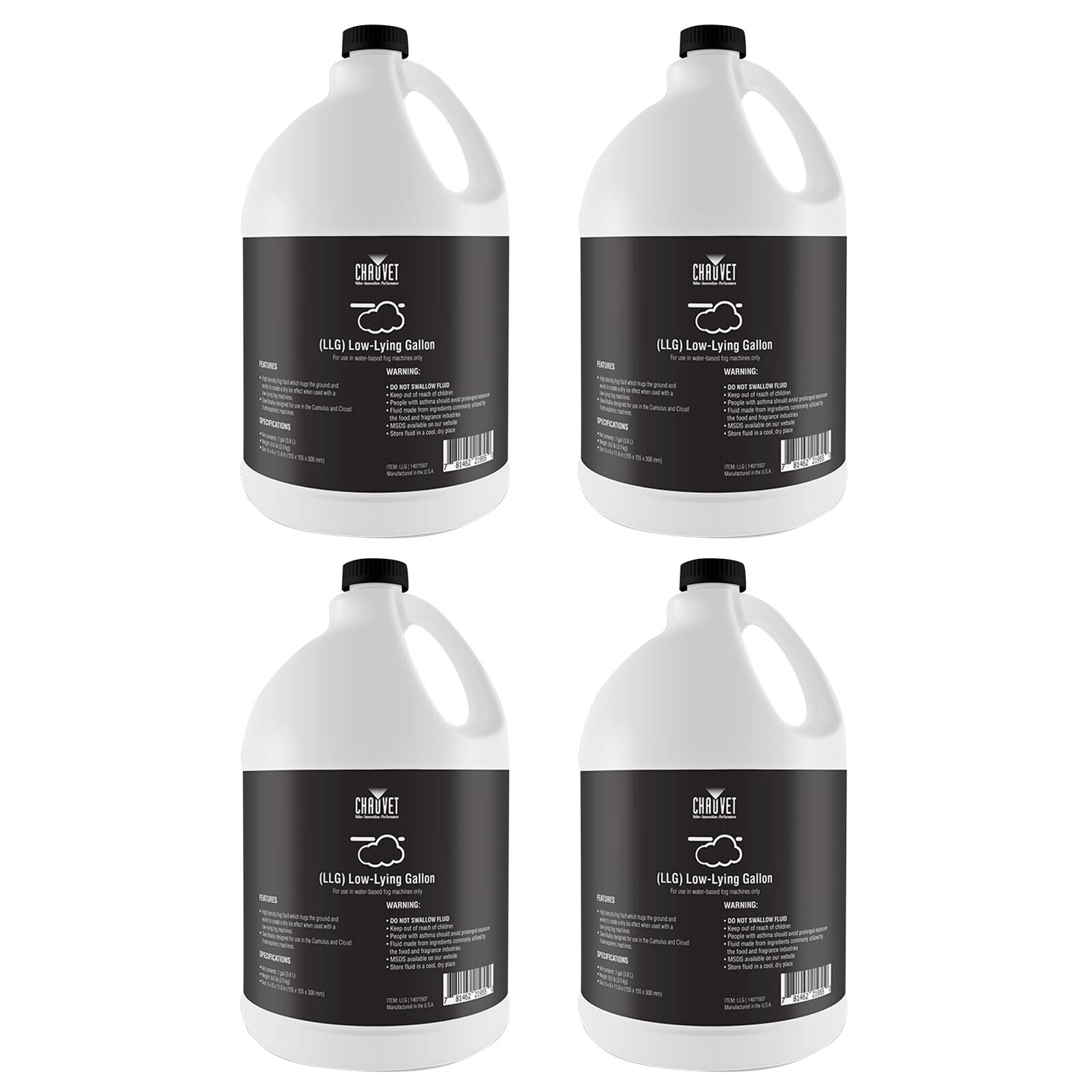 Chauvet DJ LLG Water Based Low Lying Fog Haze Machine Fluid 4 Gallon Pack