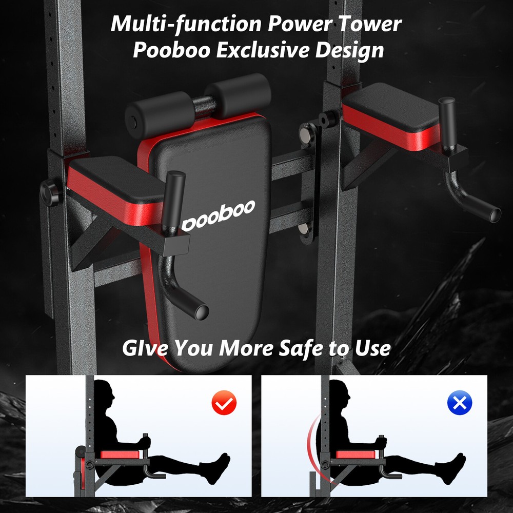 Multifunction Power Tower Dip Station Pull up Bar Power Rack with Incline Bench