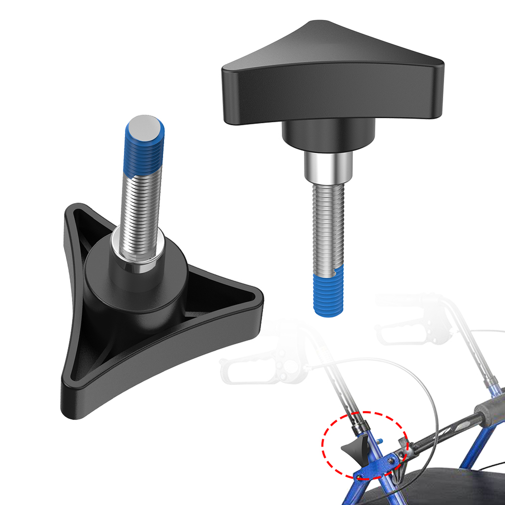 2 PACK Knobs Knob Wheel Assembly For Rolling Walker Rollator Black Rebuild Kit