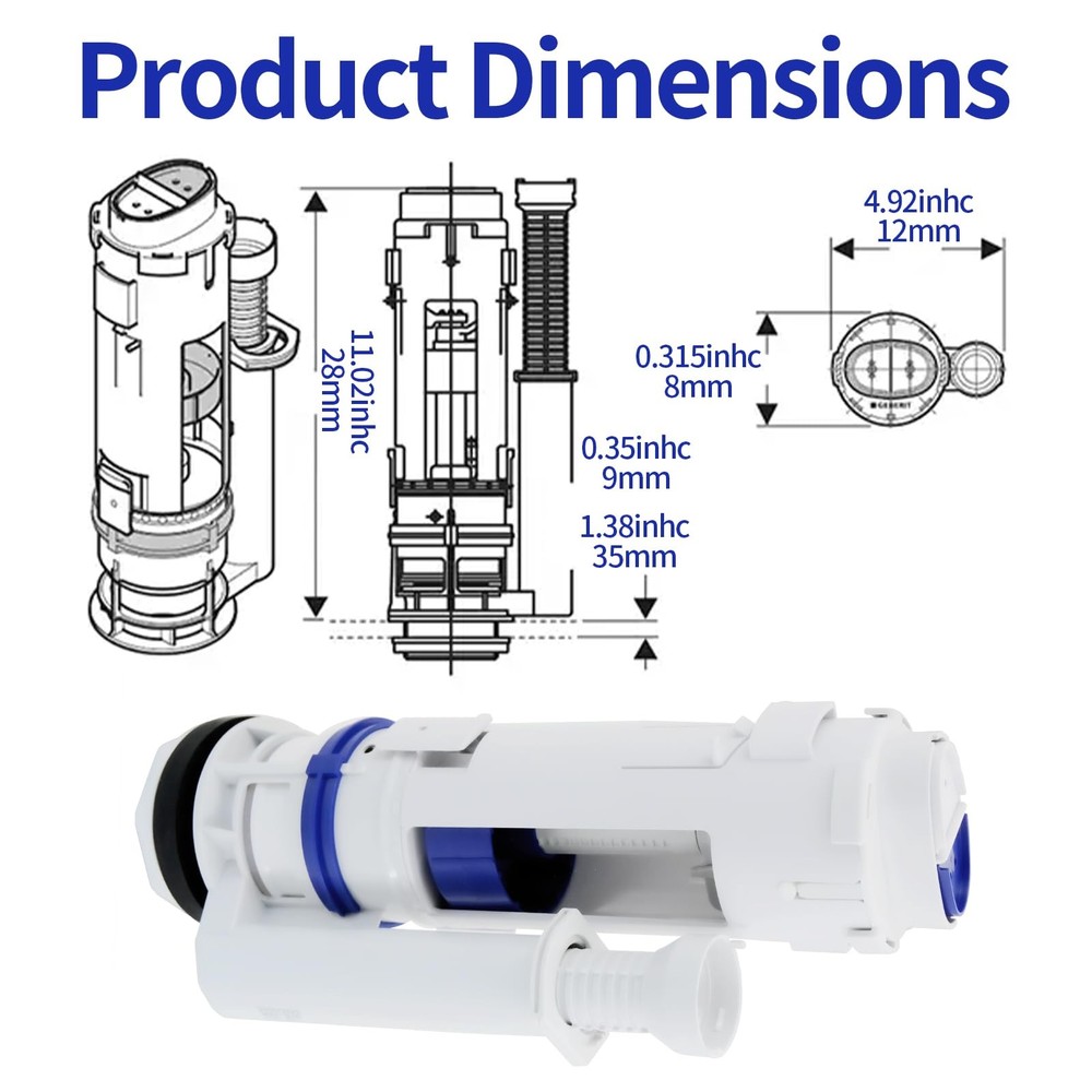Dual Flush Valve & Push Button Replacement Parts and Assembly...