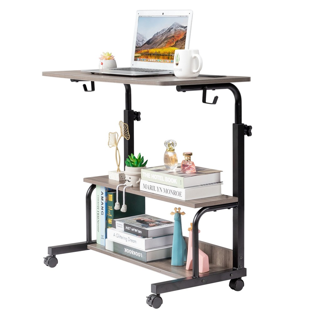 Grey Oak Particle Board with Melamine Coating Adjustable Computer Desk