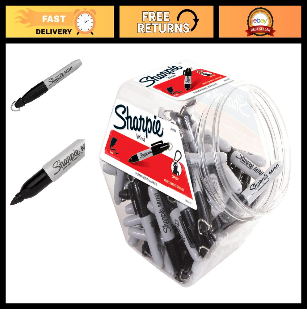 Mini Permanent Markers Fine Point Black 72 Count - Pocket Size with Keychain Cli