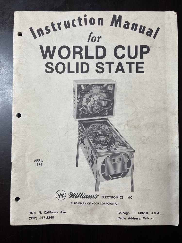 Solid State’s World Cup Pinball Instruction Manual