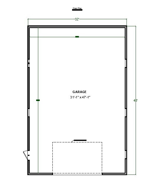 32' x 48' Post Framed Garage plans, Pole Barn Construction Blueprints