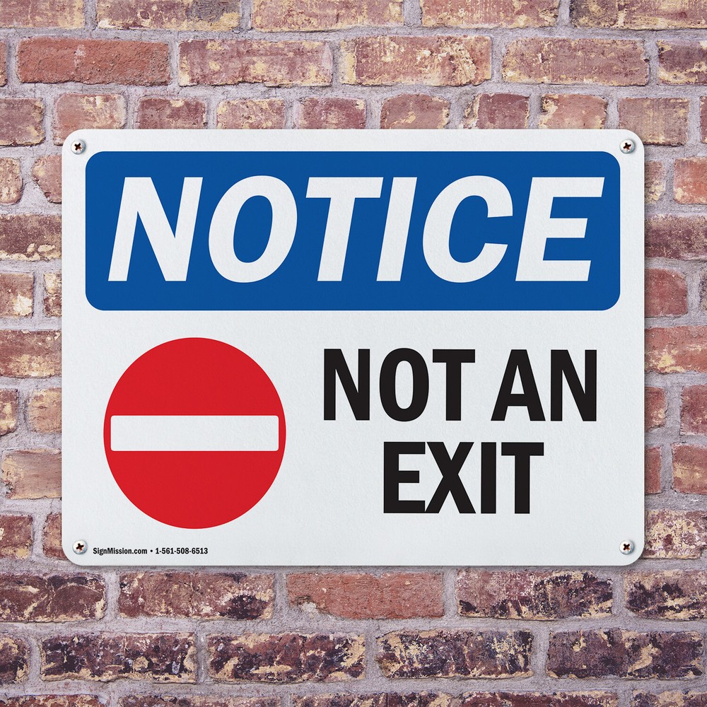 (2 Pack) Not An Exit OSHA Notice Sign Decal Metal Plastic